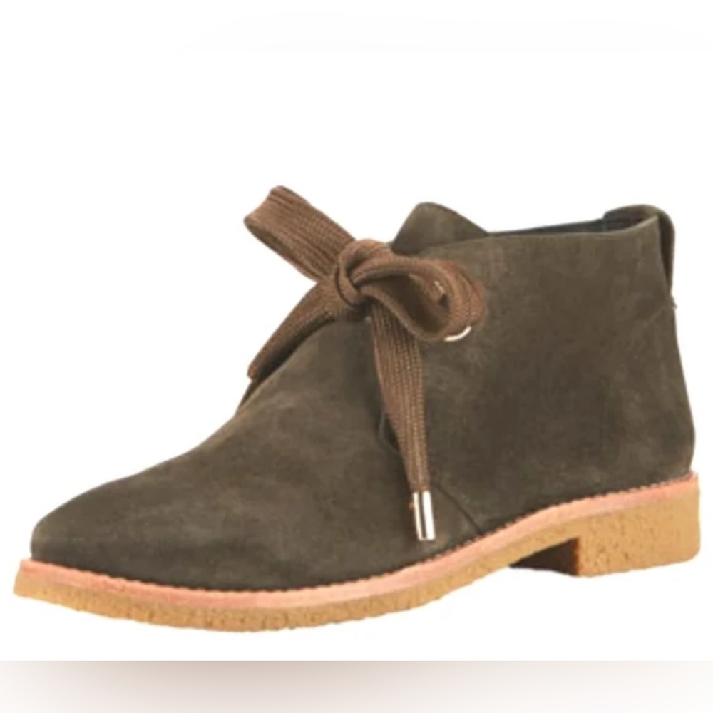 Kate Spade Barrow Chukka olive green suede ankle woman boots, size 7M